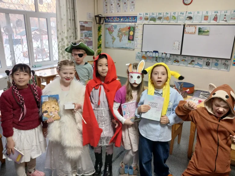 Students wearing costumes during Book Week