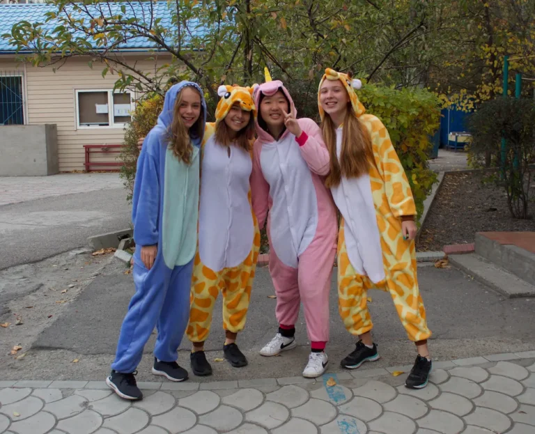 Students wearing pijamas